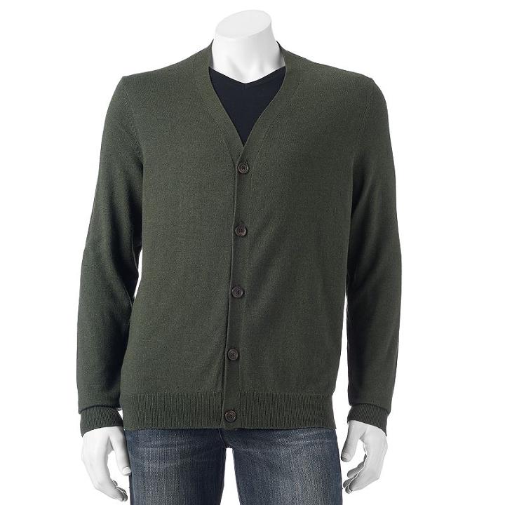 Big & Tall Croft & Barrow&reg; Classic-fit 12gg Cardigan, Men's, Size: L Tall, Lt Green