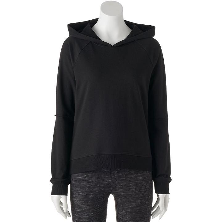 Juniors' So&reg; Perfectly Soft Elbow Cutout Hoodie, Teens, Size: Large, Black