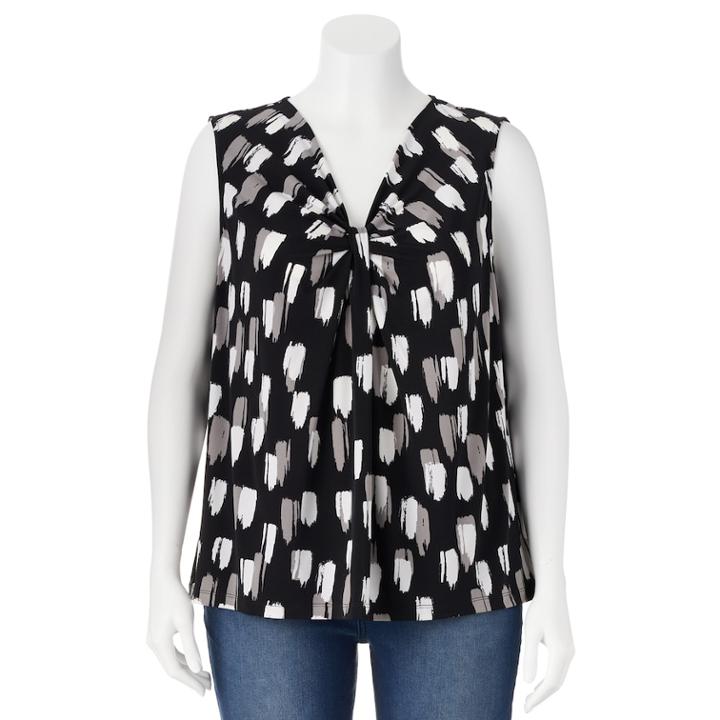 Plus Size Apt. 9&reg; Printed Knot-front Top, Women's, Size: 0x, Oxford