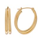 10k Gold Oval Double-hoop Earrings, Women's, Yellow