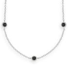 Silver-plated .14-ct. T.w. Diamond Circle Link Station Necklace, Women's, Black