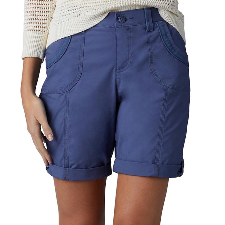 Petite Lee Melody Comfort Waist Poplin Roll-cuff Bermuda Shorts, Women's, Size: 6 Petite, Blue