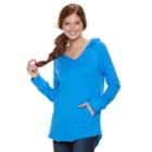 Juniors' So&reg; High-low Solid Fleece Tunic Hoodie, Teens, Size: Xl, Med Blue
