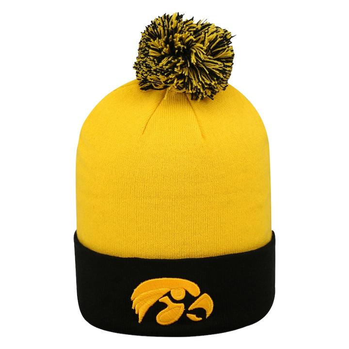 Adult Top Of The World Iowa Hawkeyes Pom Knit Hat, Men's, Gold