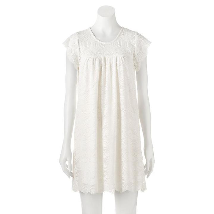 Juniors' Speechless Cap Sleeve Lace Shift Dress, Girl's, Size: Large, Natural