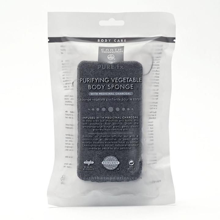 Earth Therapeutics Purifying Charcoal Vegetable Body Sponge, Grey