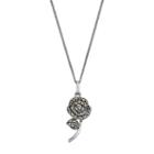 Tori Hill Sterling Silver Marcasite Rose Pendant Necklace, Women's, Size: 18, Grey