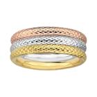 Stacks And Stones 18k Gold Over Silver And Sterling Silver Tri-tone Textured Stack Ring Set, Women's, Size: 9, Pink