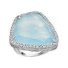 Siri Usa By Tjm Sterling Silver Chalcedony & White Topaz Halo Ring, Women's, Size: 7, Blue