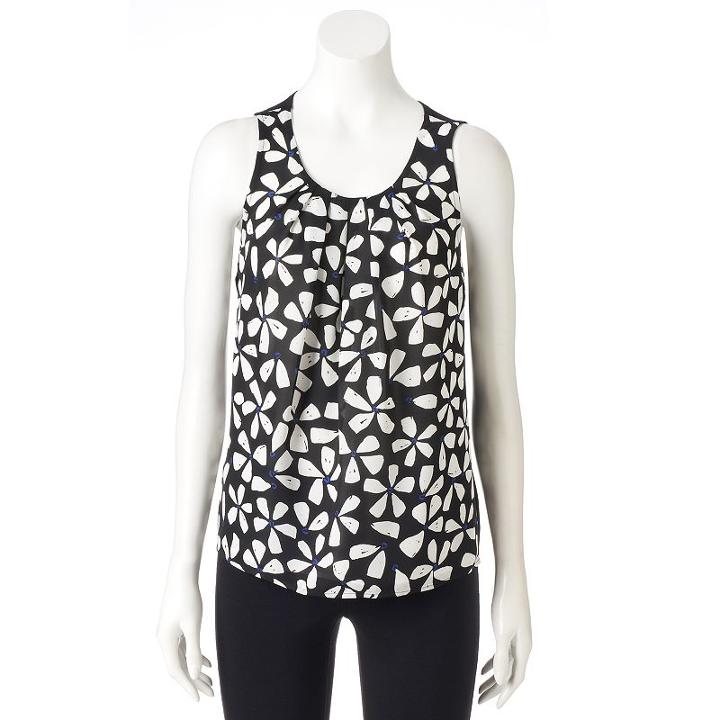 Women's Elle&trade; Pleated Scoopneck Tank, Size: Xxl, Black
