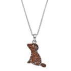 Silver Luxuries Silver Tone Crystal Dog Pendant, Women's