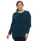 Plus Size Sonoma Goods For Life&trade; Pointelle Crewneck Sweater, Women's, Size: 1xl, Dark Green