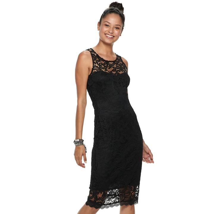 Juniors' Liberty Love Lace Bodycon Dress, Teens, Size: Medium, Black
