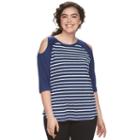 Juniors' Plus Size So&reg; Print Cold-shoulder Tee, Teens, Size: 1xl, Blue