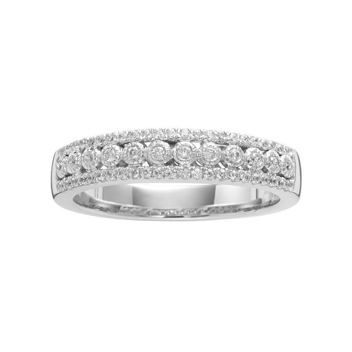14k White Gold 1/4-ct. T.w. Igl Certified Diamond Multirow Wedding Ring, Women's, Size: 7.50