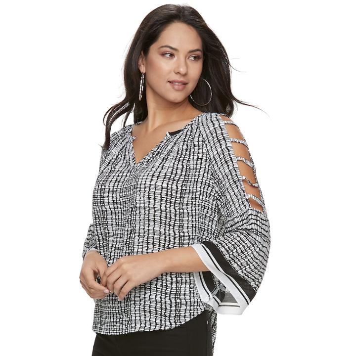 Women's Jennifer Lopez Strappy Crepe Peasant Top, Size: Xl, White