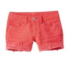 Girls 7-16 & Plus Size Mudd&reg; Color Crochet Trim Him Jean Shorts, Girl's, Size: 16, Red