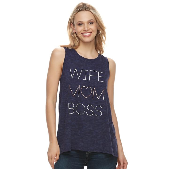 Women's Apt. 9&reg; Graphic Tank, Size: Medium, Dark Blue