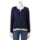 Juniors' About A Girl Floral Back Bomber Jacket, Size: Xl, Blue (navy)