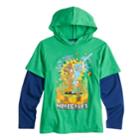 Boys 8-20 Minecraft Mock-layered Hooded Tee, Size: Small, Green