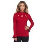 Juniors' Candie's&reg; Cutout Bell Sleeve Sweater, Teens, Size: Large, Med Red