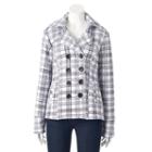 Women's Sebby Hooded Fleece Plaid Double-breasted Peacoat, Size: Small, White