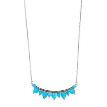 Tori Hill Simulated Blue Opal & Marcasite Curved Bar Necklace, Women's