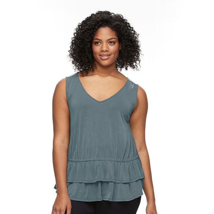 Plus Size Apt. 9&reg; Ruffle V-neck Top, Women's, Size: 4xl, Blue