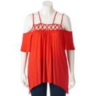 Juniors' Plus Size Heartsoul Lattice Off-the-shoulder Top, Girl's, Size: 2xl, Orange