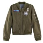 Girls 7-16 So&reg; Silky Patch Applique Bomber Jacket, Size: 10-12, Green Oth