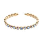 Brilliance 14k Gold Plated Circle Cuff Bracelet With Swarovski Crystals, Women's, Blue