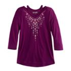 Girls 7-16 Mudd&reg; 3/4-sleeve Cutout Printed Tee, Size: 7-8, Drk Purple