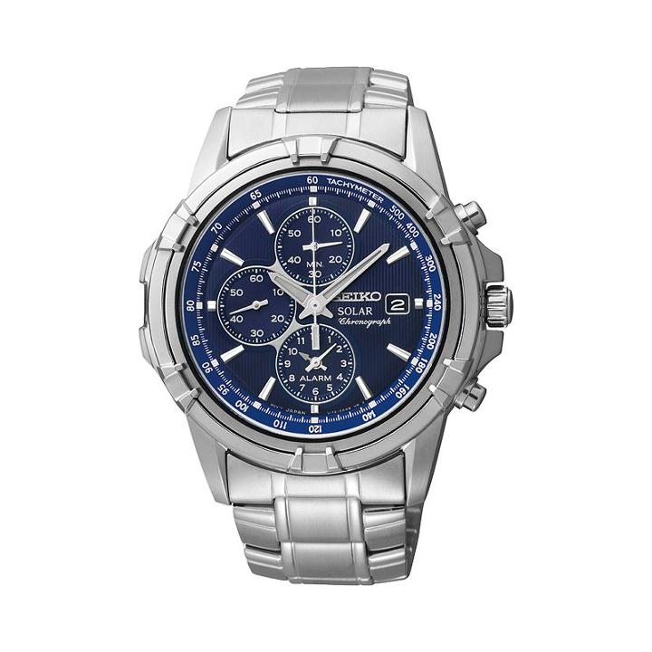 Seiko Men's Stainless Steel Solar Chronograph Watch, Size: Large, Silver