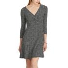 Petite Chaps Dot-print Jersey Fit & Flare Dress, Women's, Size: L Petite, Black
