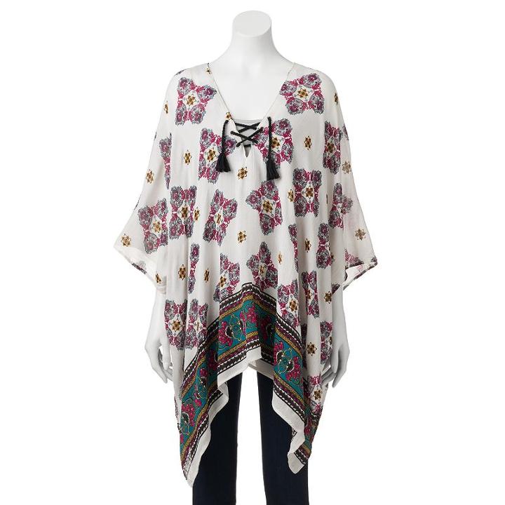 Sonoma Goods For Life&trade; Paisley Lace-up Poncho, Women's, Ovrfl Oth
