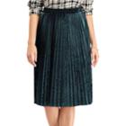 Chaps Women's Metallic Faux-suede Pleated Midi Skirt, Size: Large, Green
