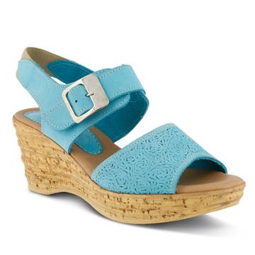 Spring Step Mitu Women's Wedge Sandals, Size: 36, Turquoise/blue (turq/aqua)