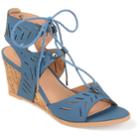 Journee Collection Minny Women's Ghillie Wedge Sandals, Size: 5.5 Med, Blue