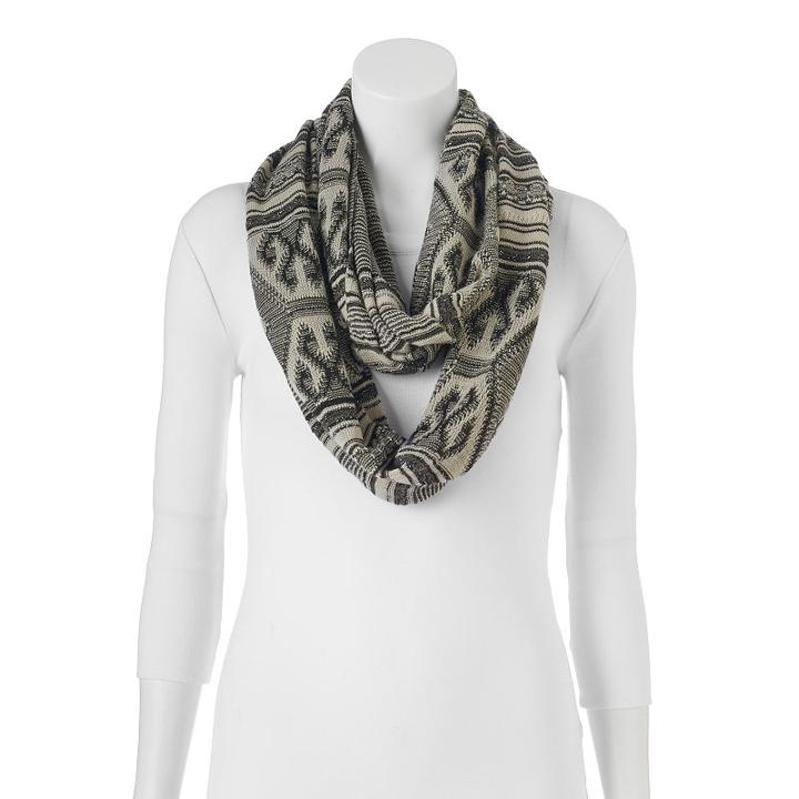 Chaps Striped Tribal Infinity Scarf, Women's, Black