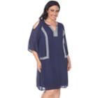Plus Size White Mark Cold-shoulder Dress, Women's, Size: 1xl, Blue (navy)