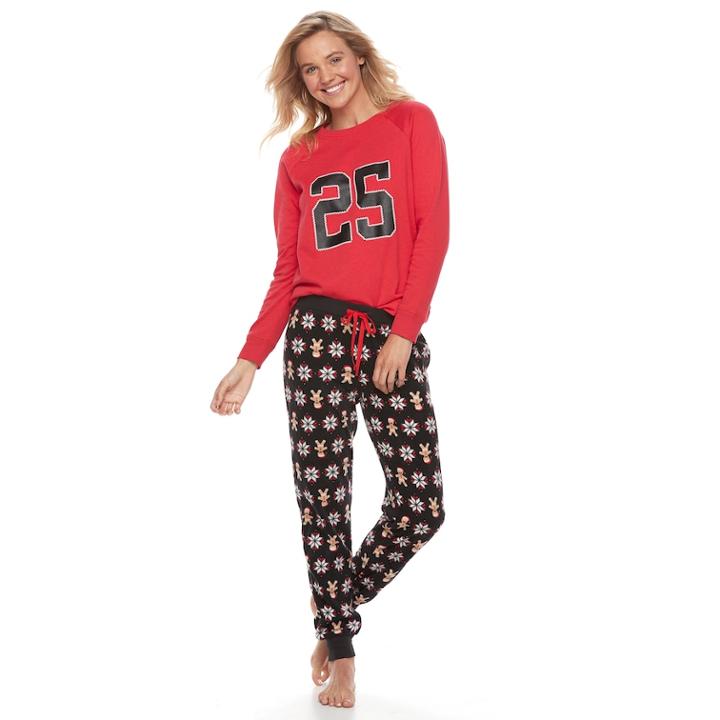 Juniors' So&reg; Microfleece Raglan Jogger Set, Teens, Size: Large, Oxford