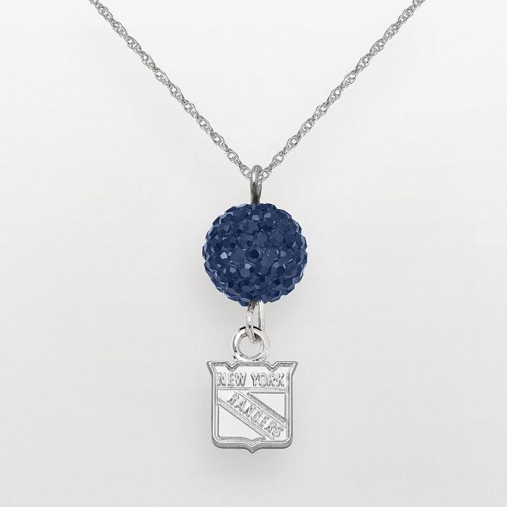 Logoart New York Rangers Sterling Silver Crystal Ball Pendant, Women's, Blue