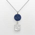 Logoart New York Rangers Sterling Silver Crystal Ball Pendant, Women's, Blue
