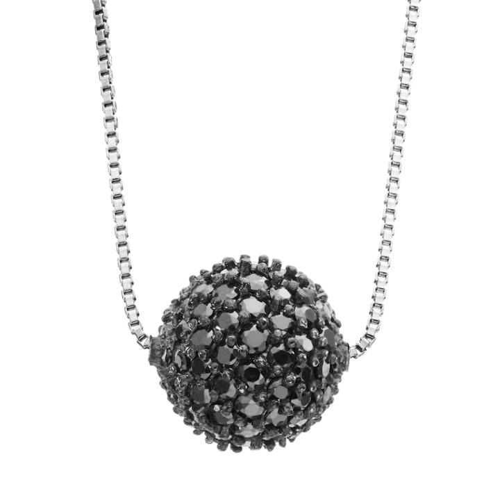 Sophie Miller Cubic Zirconia Sterling Silver Ball Pendant Necklace, Women's, Size: 18, Black