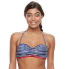 Mix And Match Striped Push-up Bandeau Bikini Top, Girl's, Size: Medium, Ovrfl Oth