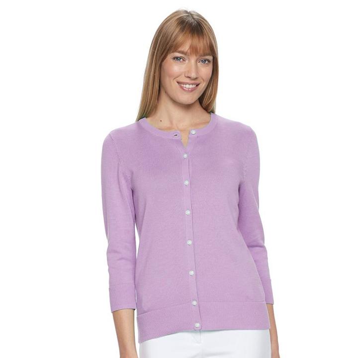 Women's Croft & Barrow&reg; Button Down Cardigan, Size: Xl, Lt Purple