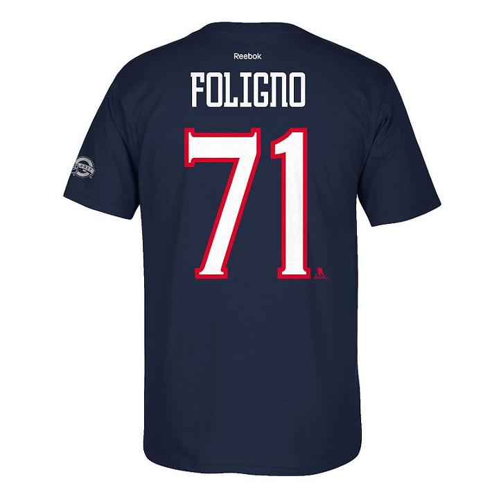 Men's Reebok Columbus Blue Jackets Nick Foligno 2017 Stanley Cup Playoffs Player Tee, Size: Large (navy)