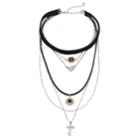 Mudd&reg; Two Tone Cross Layered Necklace, Women's, Multicolor