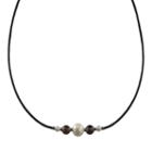 Sterling Silver Freshwater Cultured Pearl And Smoky Quartz Necklace, Women's, Brown