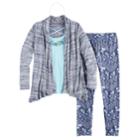 Girls 7-16 Knitworks Cozy Cardigan Top, Tank Top & Leggings Set With Necklace, Size: Small, Blue (navy)